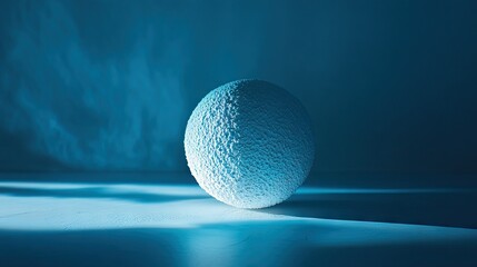 A textured cream spot on a laboratory glass slide, illuminated by a blue light source for examination.