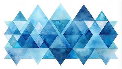 Abstract Watercolor Triangles in Shades of Blue Geometric Design for Modern Decor