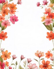 Fototapeta premium Flower bordered white backdrop