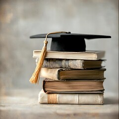 Graduation Cap on Vintage Books