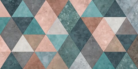 Abstract Geometric Tile Pattern with Earthy Tones and Textured Triangles