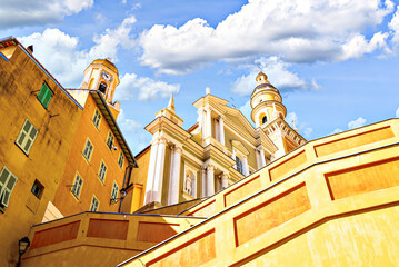 Fototapeta premium Magnificent Basilica of Saint Michael the Archangel in Menton on the French Riviera, Cote d'Azur, France 