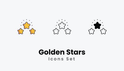 Golden Stars Icons thin line and glyph vector icon stock illustration