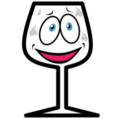 Retro doodle cute glass characters and geometric shapes and doodle poster. Print design for drinking glass cafe