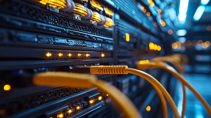 Naklejka premium Data center operations networking technology digital environment server management ai integration perspectives for seo impact