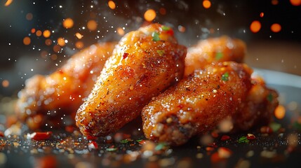 Golden Chicken Wings with Illuminated Spices and Pep