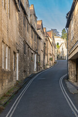 Typical street in Bradford on Avon in Wiltshire