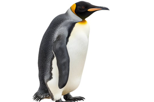 Majestic Emperor Penguin Standing Tall in the Snow Isolated on Transparent Background