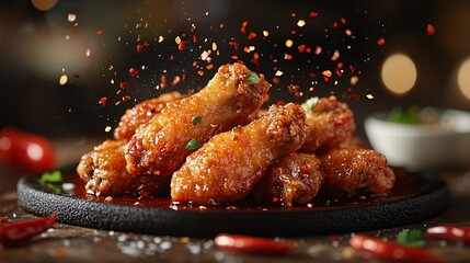 Crispy Chicken Wings in a Flavorful Side View
