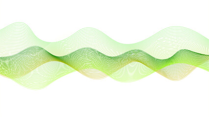 Elegant abstract green wavy background with smooth flowing curves. Colorful vector background. Smoke transparent green wave. 