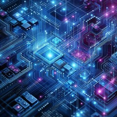 Fototapeta premium Blue-violet technology background micro circuit