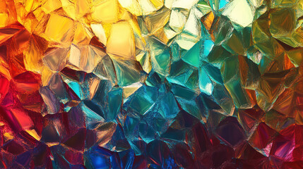 Abstract crystalline texture with vibrant colors. Geometric pattern with shimmering glass shapes.