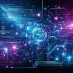 Fototapeta premium Blue-violet technology background micro circuit