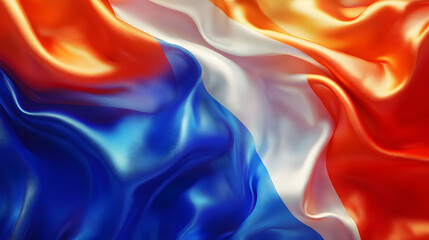 Obraz premium Abstract Background: Blue, White, and Orange Silk Drapery in Swirling Pattern