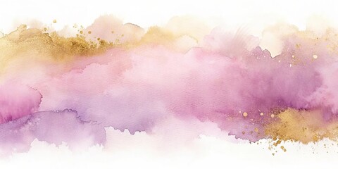 Fototapeta premium Abstract Watercolor Background with Pink, Purple, and Gold Hues