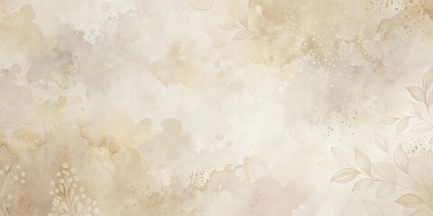 Elegant Beige Watercolor Background with Delicate Botanical Elements