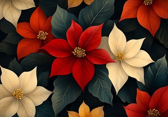 Obraz premium A Group of Flowers with Leaves 