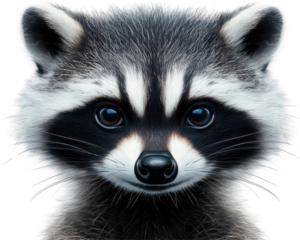 Raccoon with striking fur pattern and expressive eyes, showcasing natural beauty in a vibrant forest setting during late afternoon light