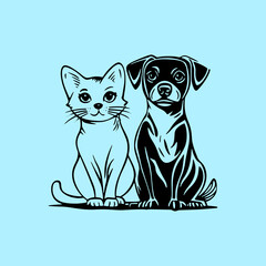 A black and white cat and dog are sitting next to each other 1