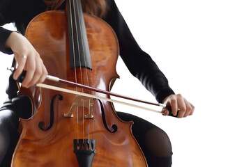 Fototapeta premium Inspiring Moment of a Musician with a Cello Isolated on Transparent Background