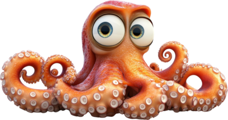 Colorful and playful octopus character with large eyes and swirling tentacles, perfect for storytelling and creative projects