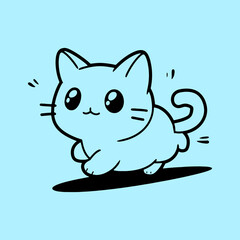 A simple black outline drawing of a cartoon cat 4