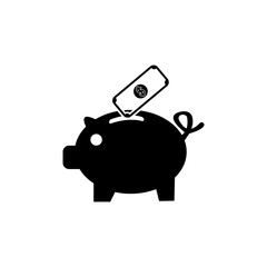 Piggy bank vector icon. Finance icons. Business Icons, money signs. Money silhouette collection.