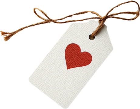 Heart-shaped tag for gift decoration showcasing love and affection in a creative design with natural elements