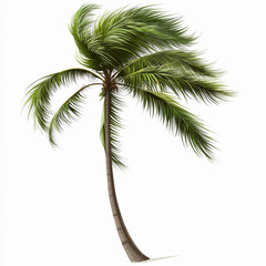 Fototapeta premium Wind sways tall palm tree on a sunny day