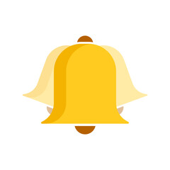 Golden bell icon, notification, isolated on white, vector