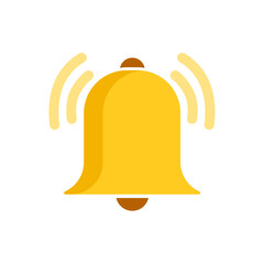 Golden bell icon, notification, isolated on white, vector