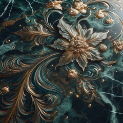 Green background with pattern, stone texture.