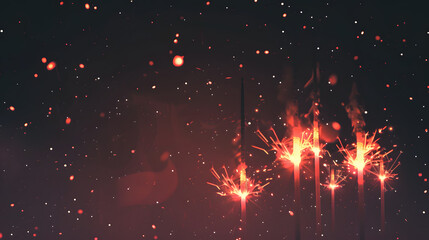 Fototapeta premium Sparkler sticks lighting up New Year illustration background