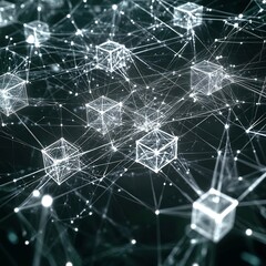 Obraz premium Futuristic Interconnected Digital Network and Molecular Structure Abstract Geometric Background
