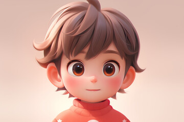 Cartoon portrait of a boy with big eyes