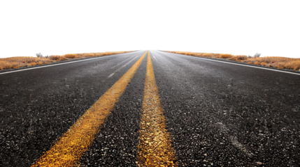 Asphalt road with yellow lines