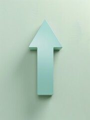 Green arrow pointing upwards. The arrow is made of a solid block of material and is placed on a green background