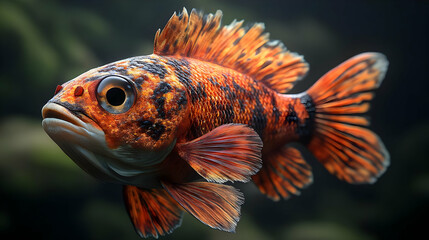 Fototapeta premium Vibrant Orange Fish 3D Illustration