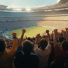 観客席から見たスタジアムの試合応援