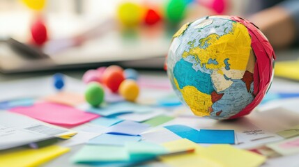 Brainstorming sessions on emerging economies office collaboration creative workspace focused concept