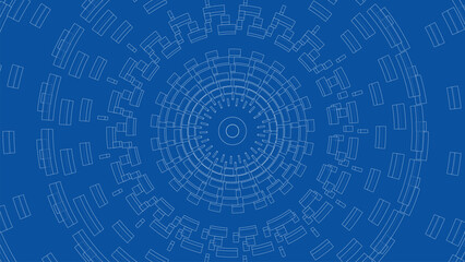 3D circular pattern. Style wireframe model