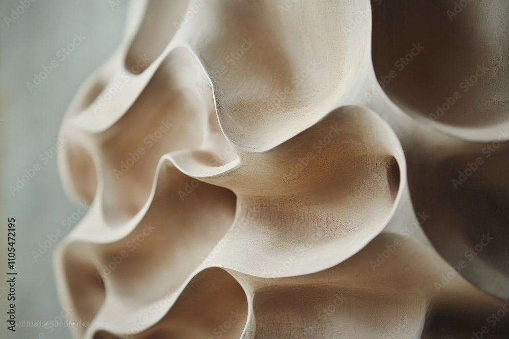 Poster this image shows a close-up view of sculpted waves in a plaster art piece, exhibiting intricate eleg