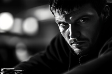 Poker Player in Intense Focus