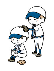 慰める野球少年