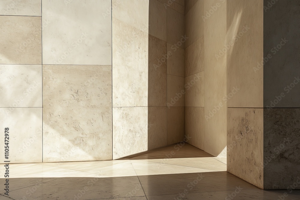 Aufkleber the image captures sunlight casting crisp shadows across large stone tiles, emphasizing the texture 
