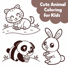 Cute Animal Coloring Pages for Kids – Adorable Baby Animals with Simple Designs