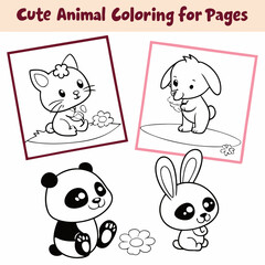 Cute Animal Coloring Pages for Kids – Adorable Baby Animals with Simple Designs