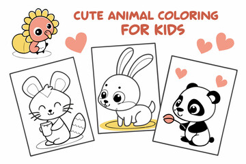 Cute Animal Coloring Pages for Kids – Adorable Baby Animals with Simple Designs