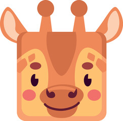 Giraffe face icon. Square animal cartoon head
