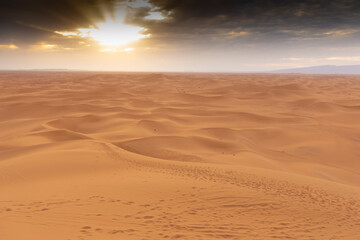 View of the Magnificent Landscape of the Sahara Desert in Morocco